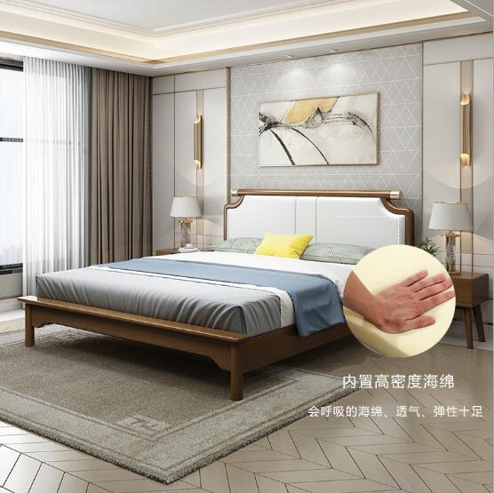 北欧实木床1.8米双人床现代简约主卧家具软包单人床1.5米北欧床