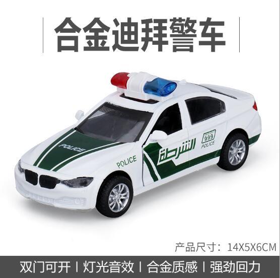 1:32合金回力警车模型仿真儿童灯光音乐玩具车小汽车